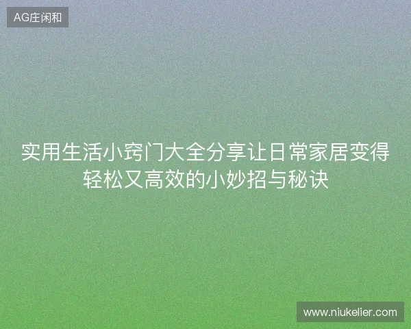 实用生活小窍门大全分享让日常家居变得轻松又高效的小妙招与秘诀 实用生活小窍门大全分享让日常家居变得轻松又高效的小妙招与秘诀